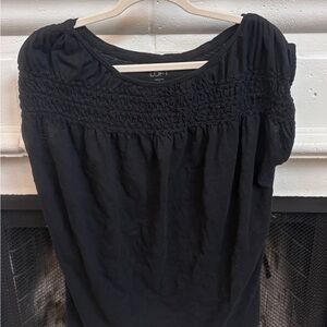 LOFT Elegant Black Smocked Blouse